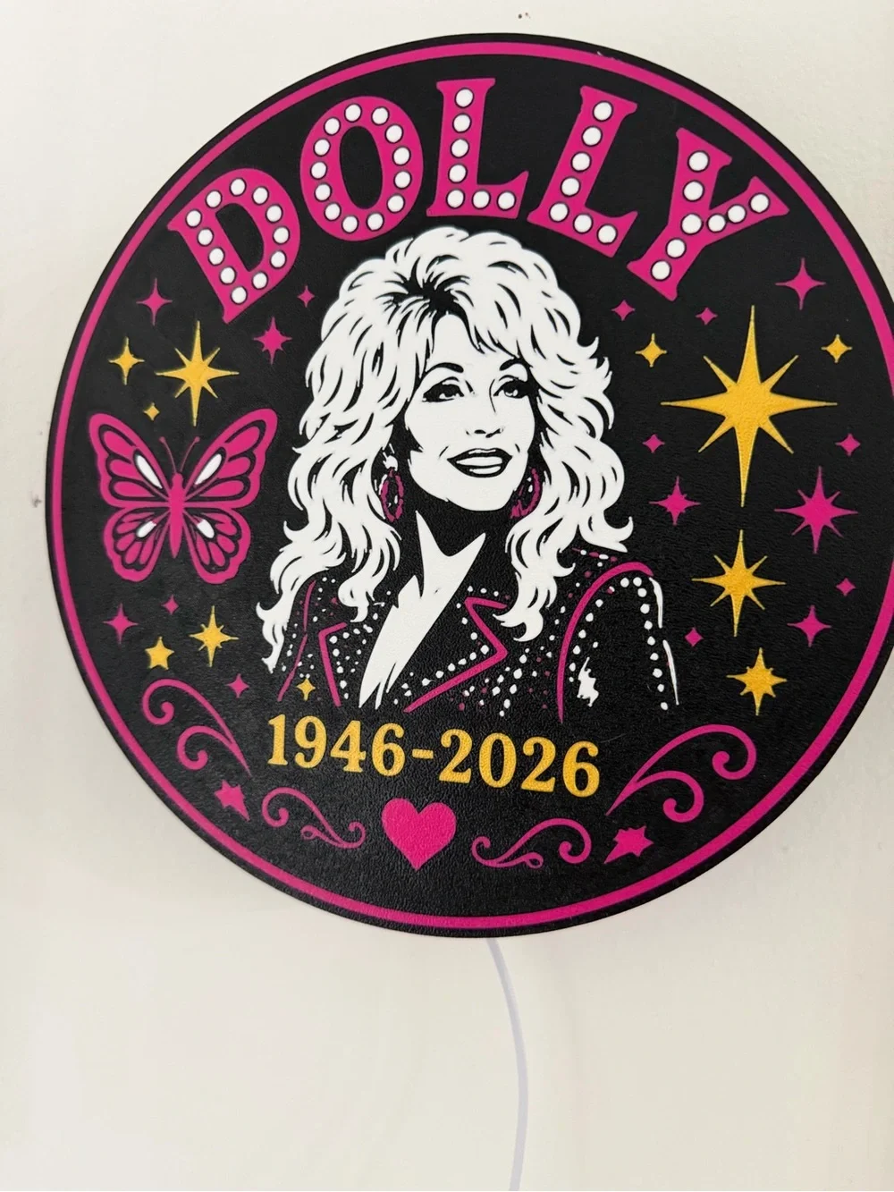Dolly Tribute LED Wall Sign - Pink & Orange